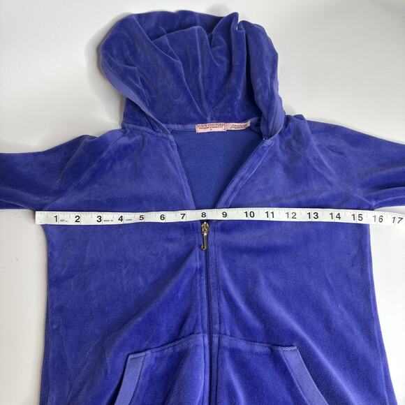 Juicy Couture VTG y2k Purple Velour Bling Hoodie Jacket Scottie Dogs RARE XS - Picture 6 of 8